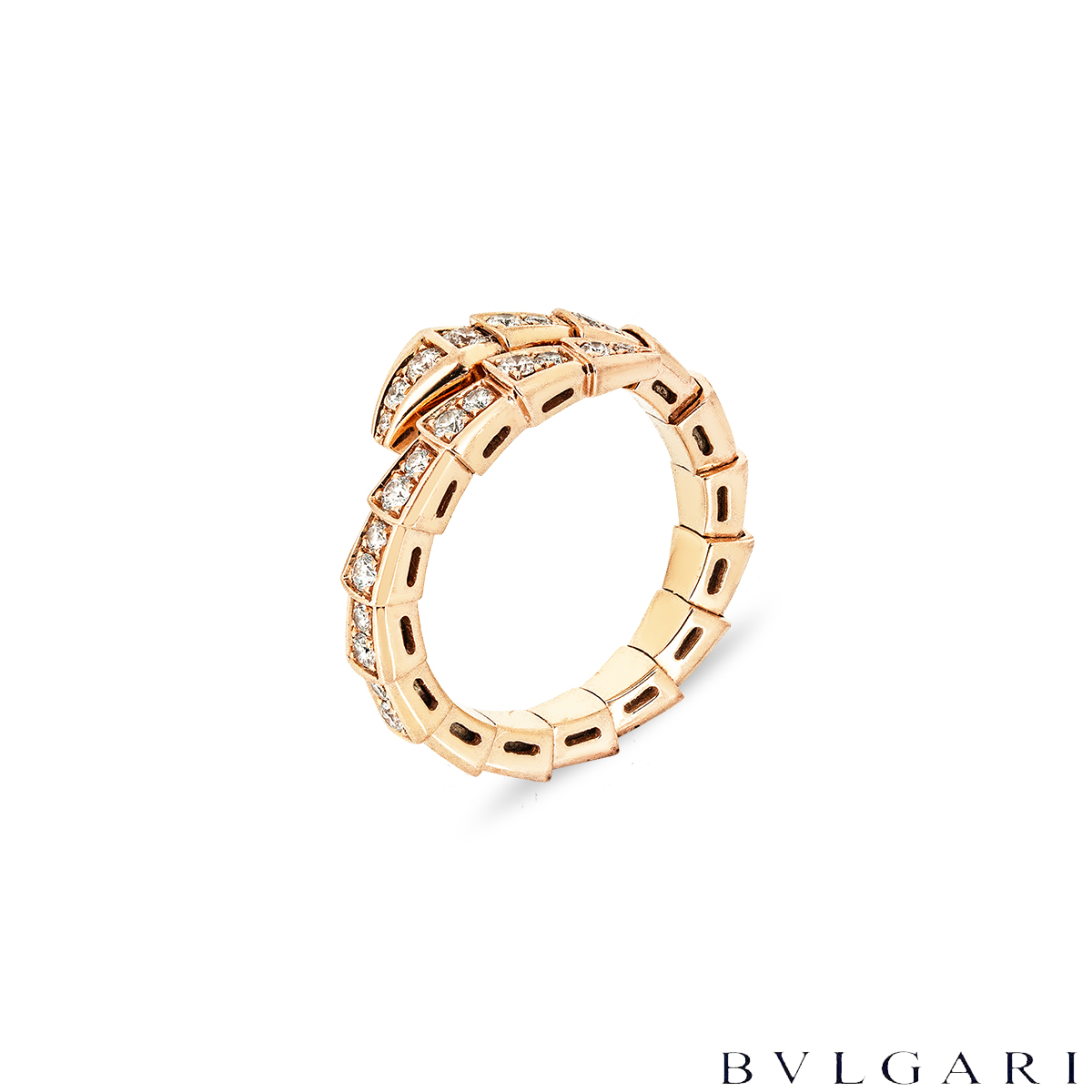 Bvglari Rose Gold Diamond Serpenti Ring 355977 Bvglari Rose Gold Diamond Serpenti Ring 355977